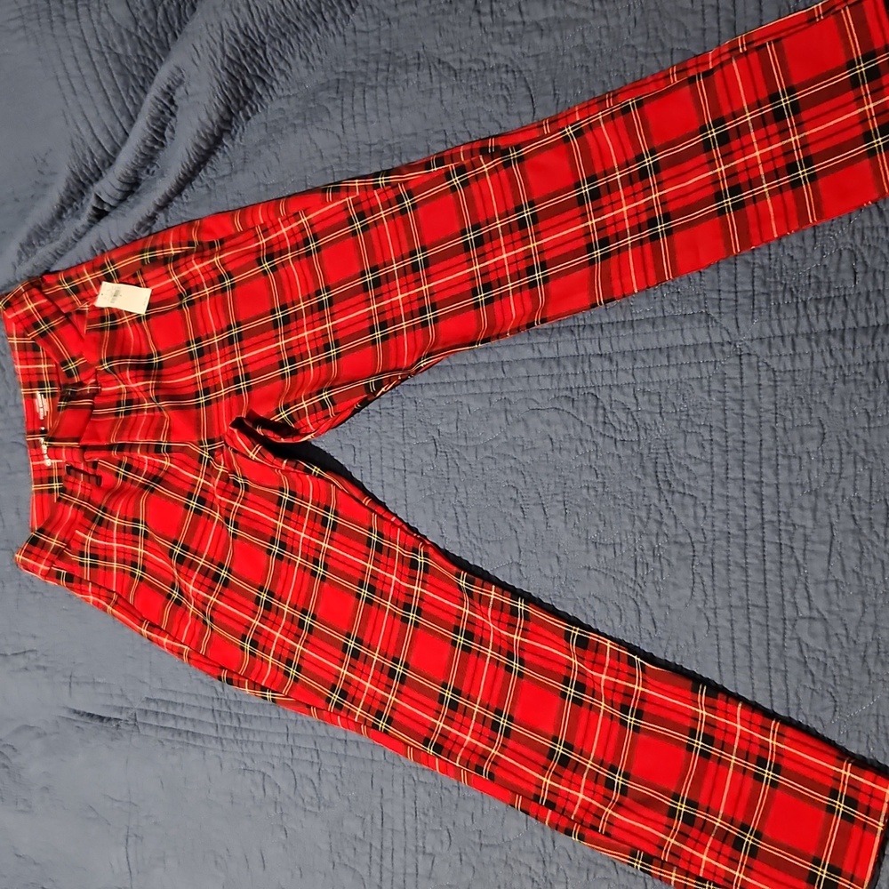 Womens Red Plaid Pants